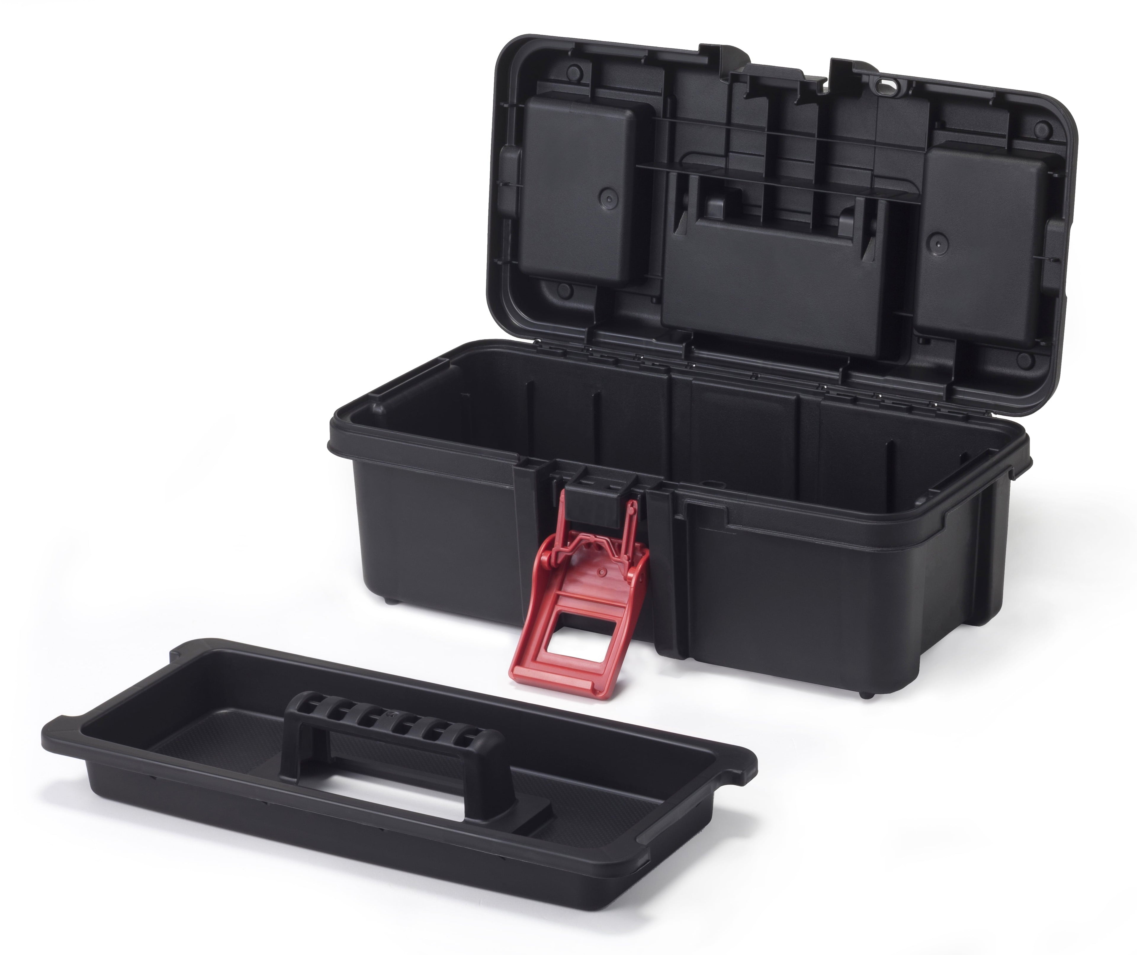 (2 Pack) 13-Inch Toolbox, Plastic Tool and Hardware Storage, Black