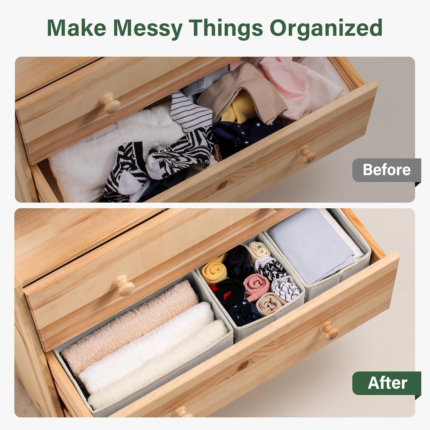 16-Pack Foldable Drawer Organizers for Clothing Storage - Ideal for Baby Clothes, Nursery, Underwear, Bras, and Socks