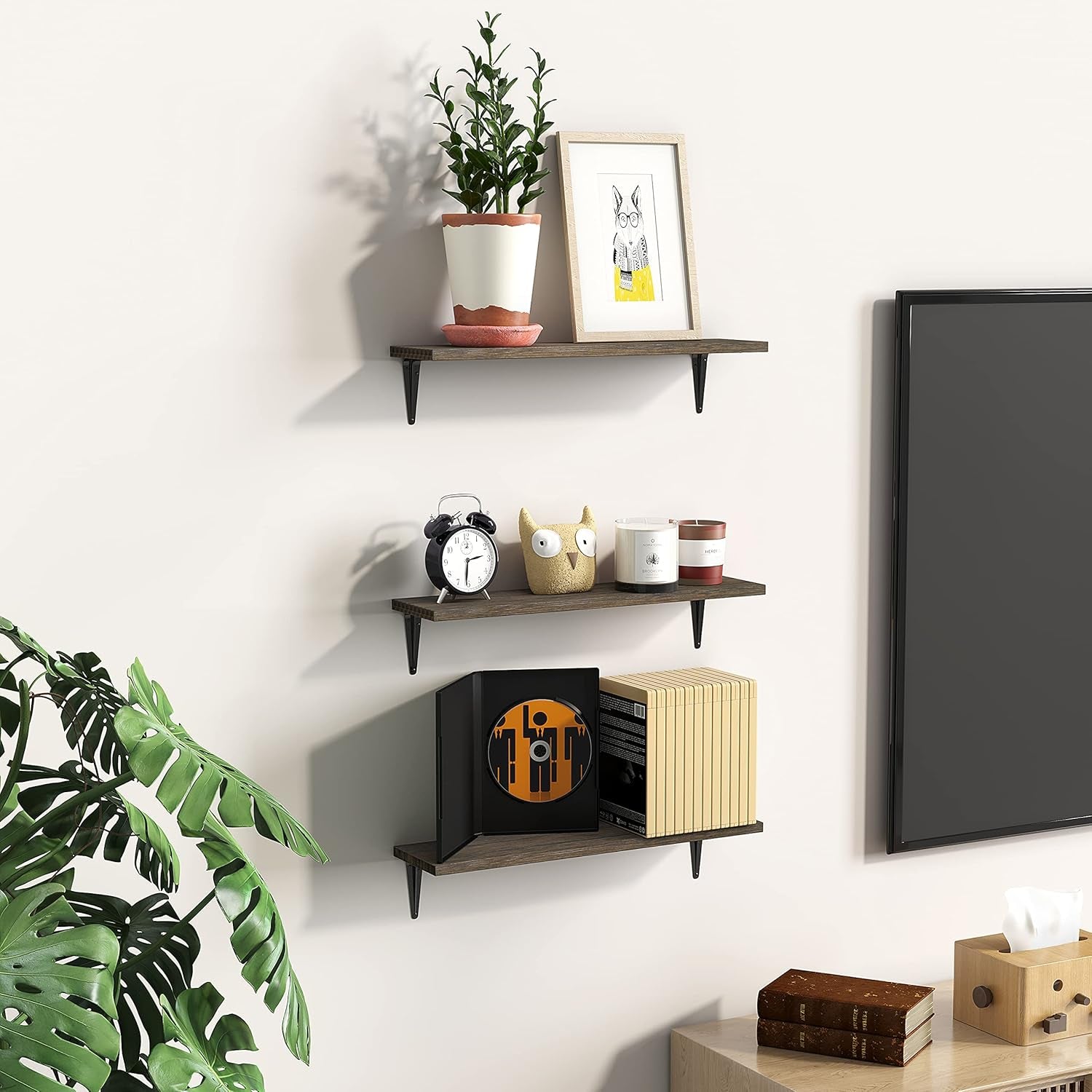Floating Shelves,Wall Shelf Set of 3,Wall Mounted Floating Shelf with Large Storage for Bedroom Bathroom Living Room Kitchen Office