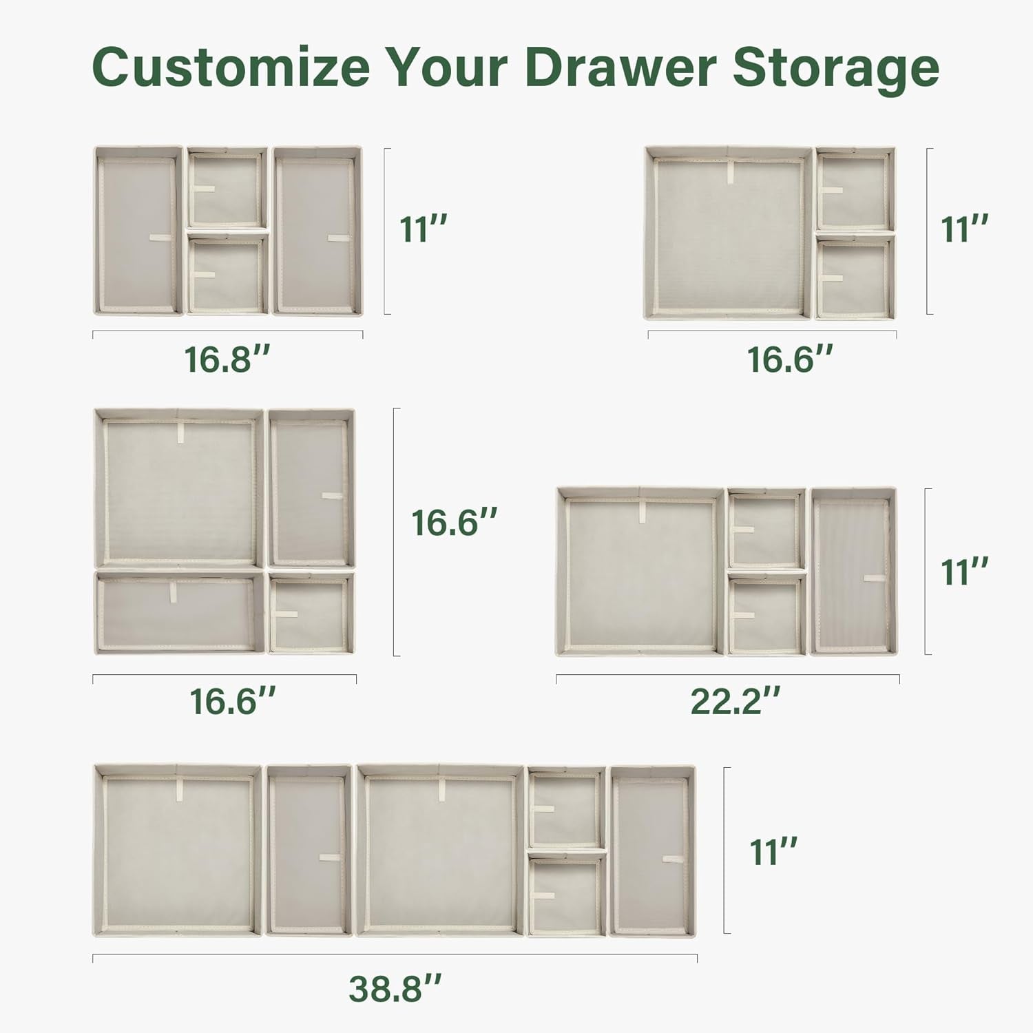 16-Pack Foldable Drawer Organizers for Clothing Storage - Ideal for Baby Clothes, Nursery, Underwear, Bras, and Socks