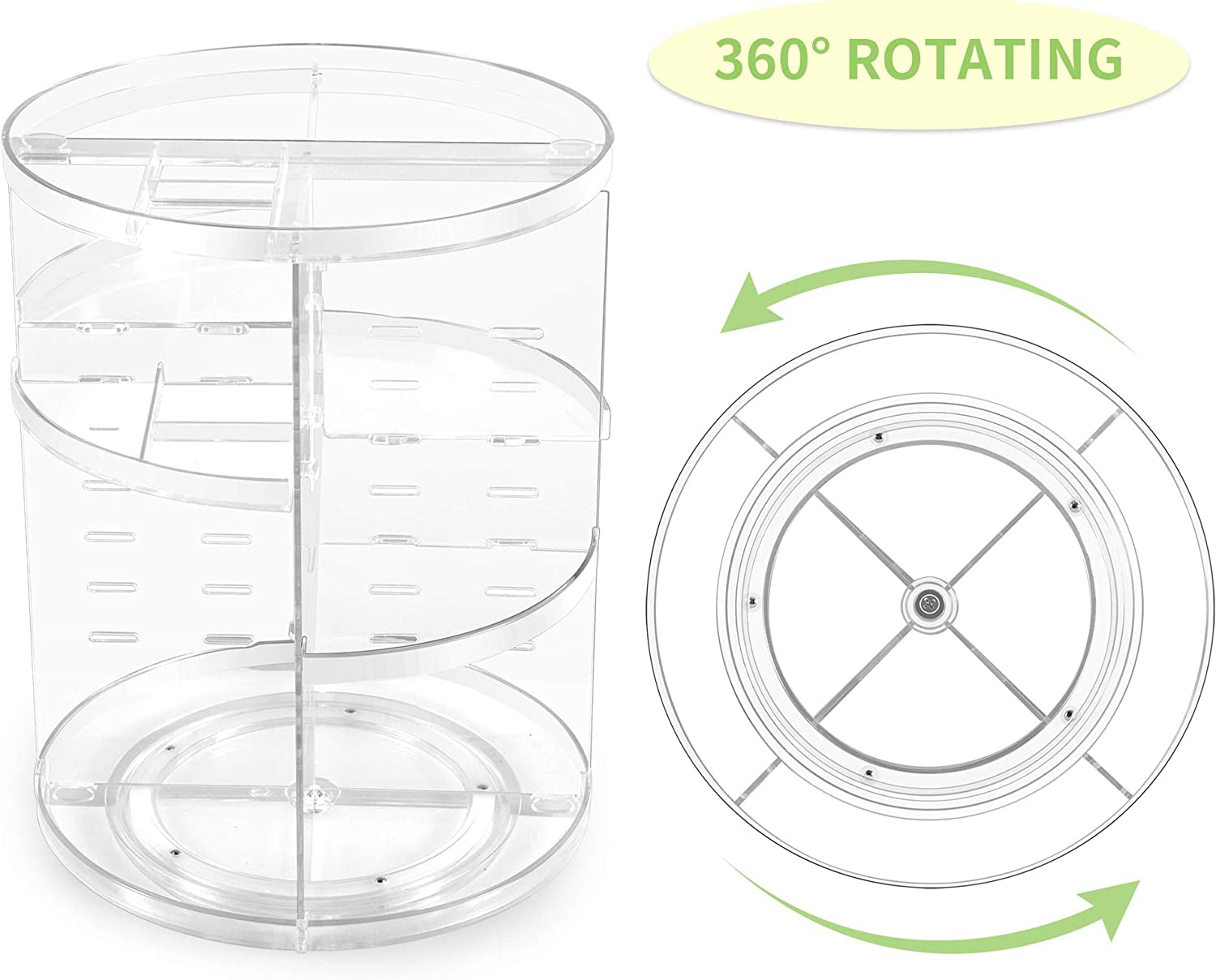 360-Degree Rotating Makeup Organizer - Transparent Spinning Cosmetic Holder and Storage Solution for Bedroom