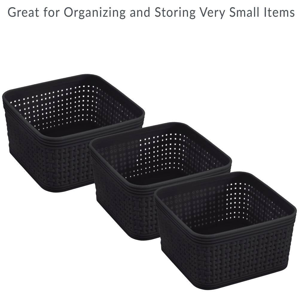 6-Pack Organizing Baskets Set in Black