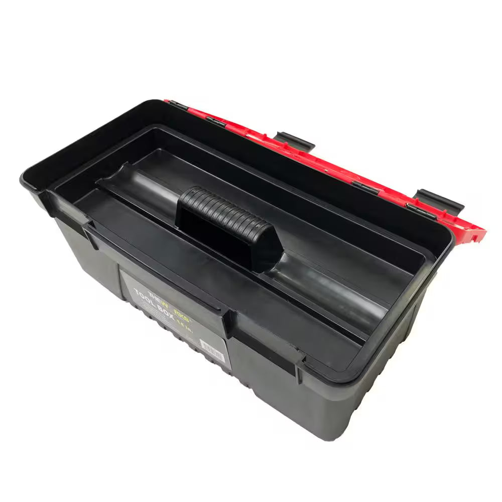 14 In. Toolbox with Lid Organizers and Removable Tool Tray