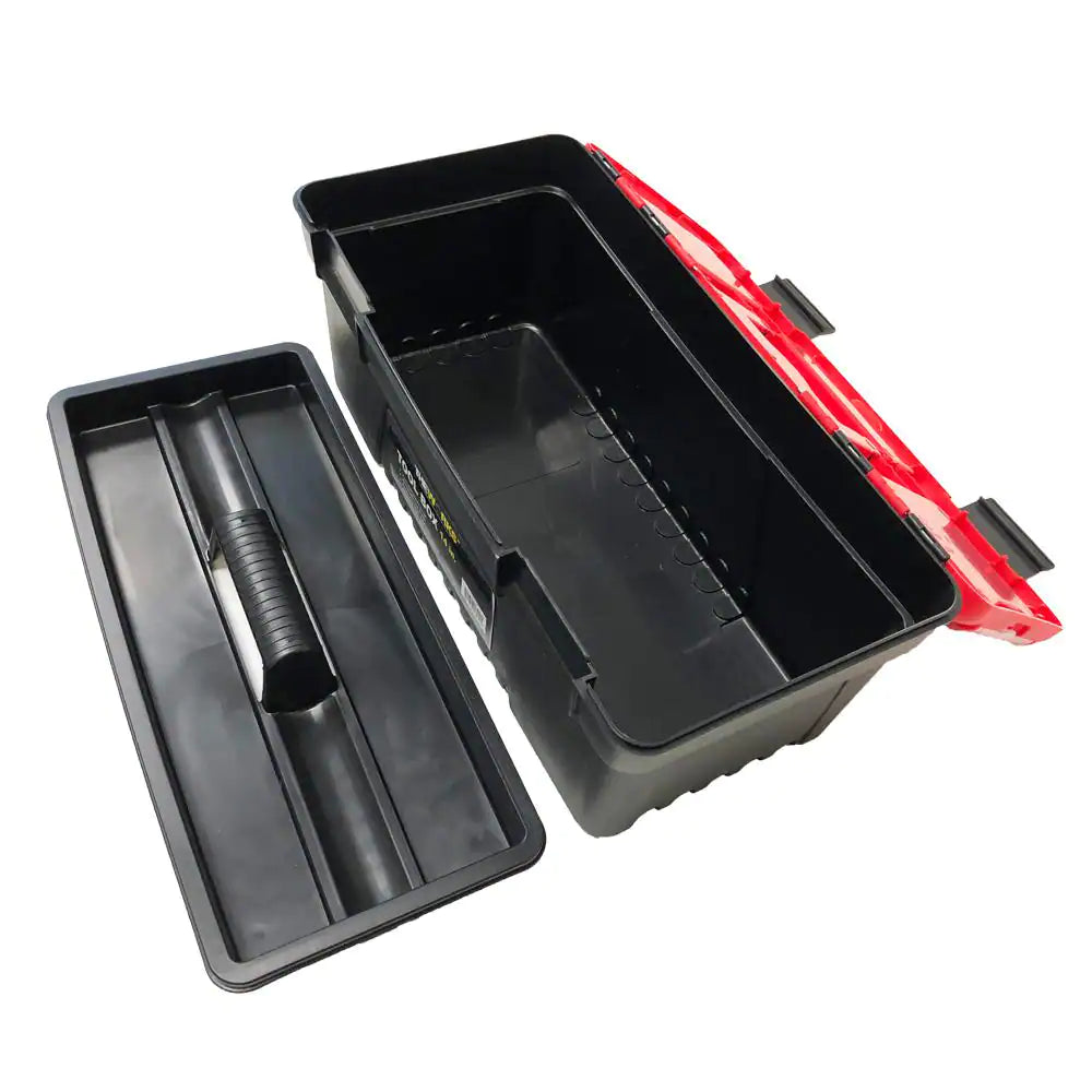 14 In. Toolbox with Lid Organizers and Removable Tool Tray