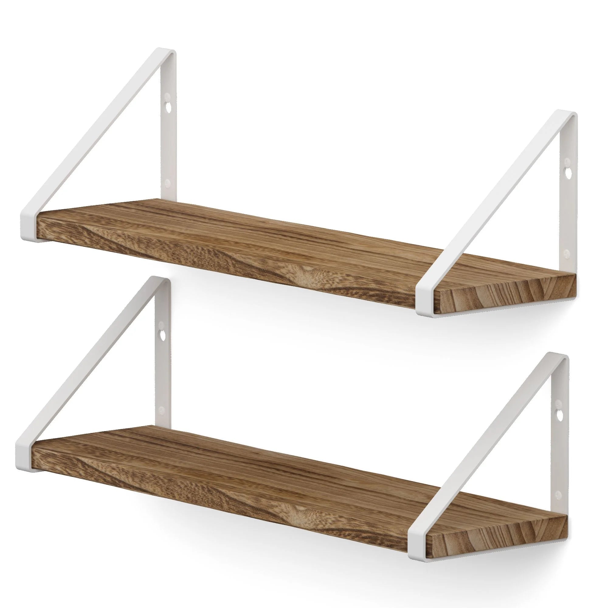 Ponza Rustic Floating Shelf for Bathroom Wall Shelves over the Toilets Storage, Natural Burned, Set of 2