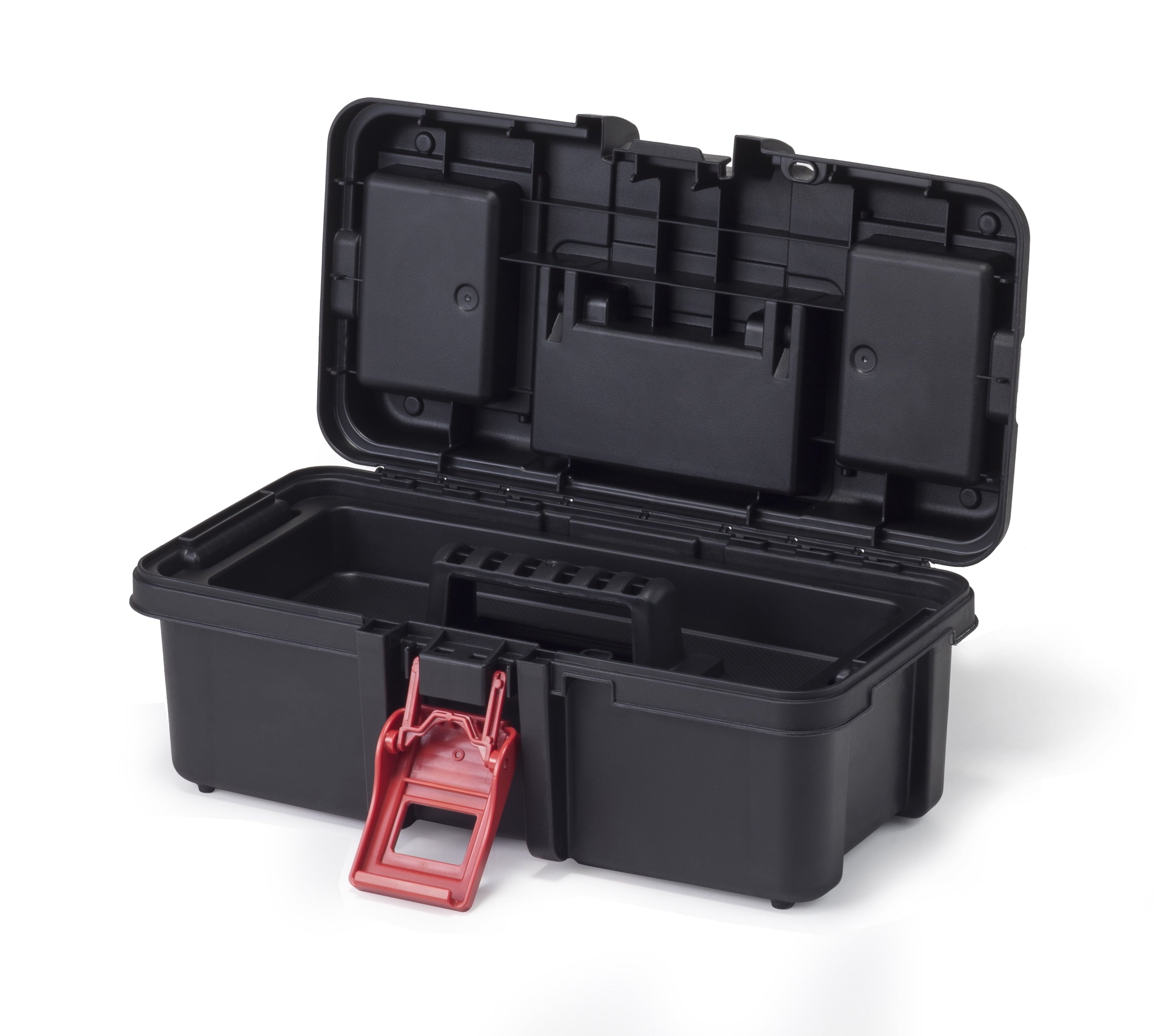 (2 Pack) 13-Inch Toolbox, Plastic Tool and Hardware Storage, Black