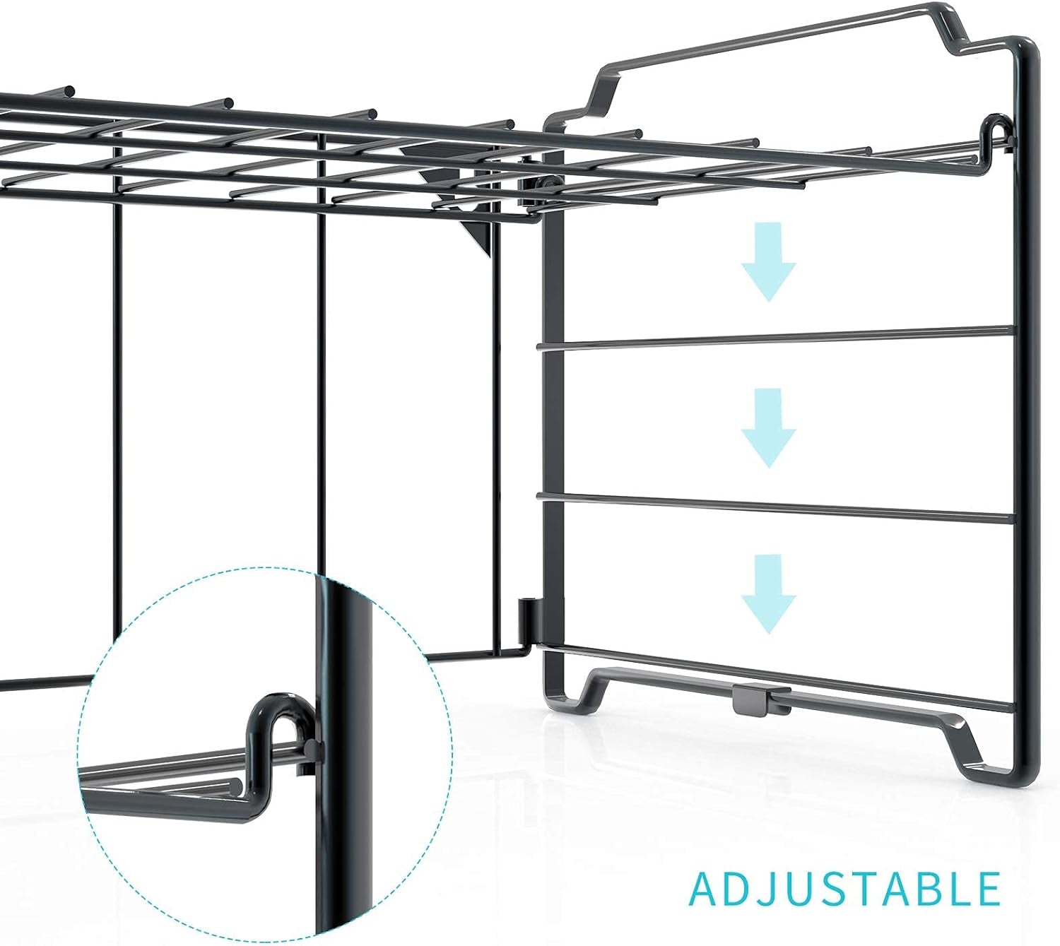 Adjustable Water Bottle Organizer Storage, 2-Tier Stackable Water Bottle Holder Rack, Black(2 Pack)