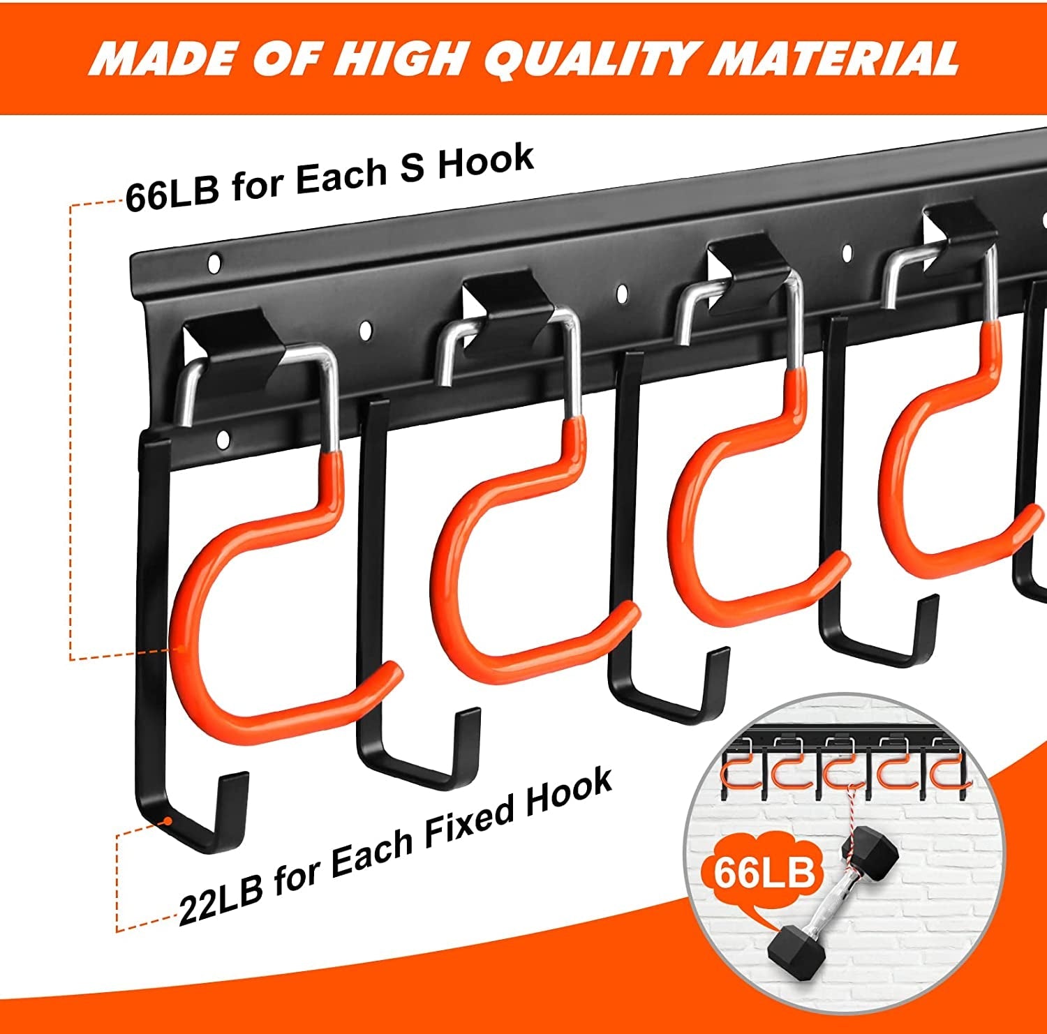 68&quot; All Metal Garden Tool Organizer Wall Mount Garage Organizers and Storage with Hooks Tool Hangers for Shed