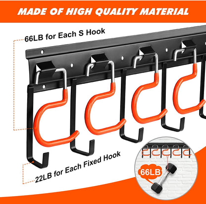 68&quot; All Metal Garden Tool Organizer Wall Mount Garage Organizers and Storage with Hooks Tool Hangers for Shed