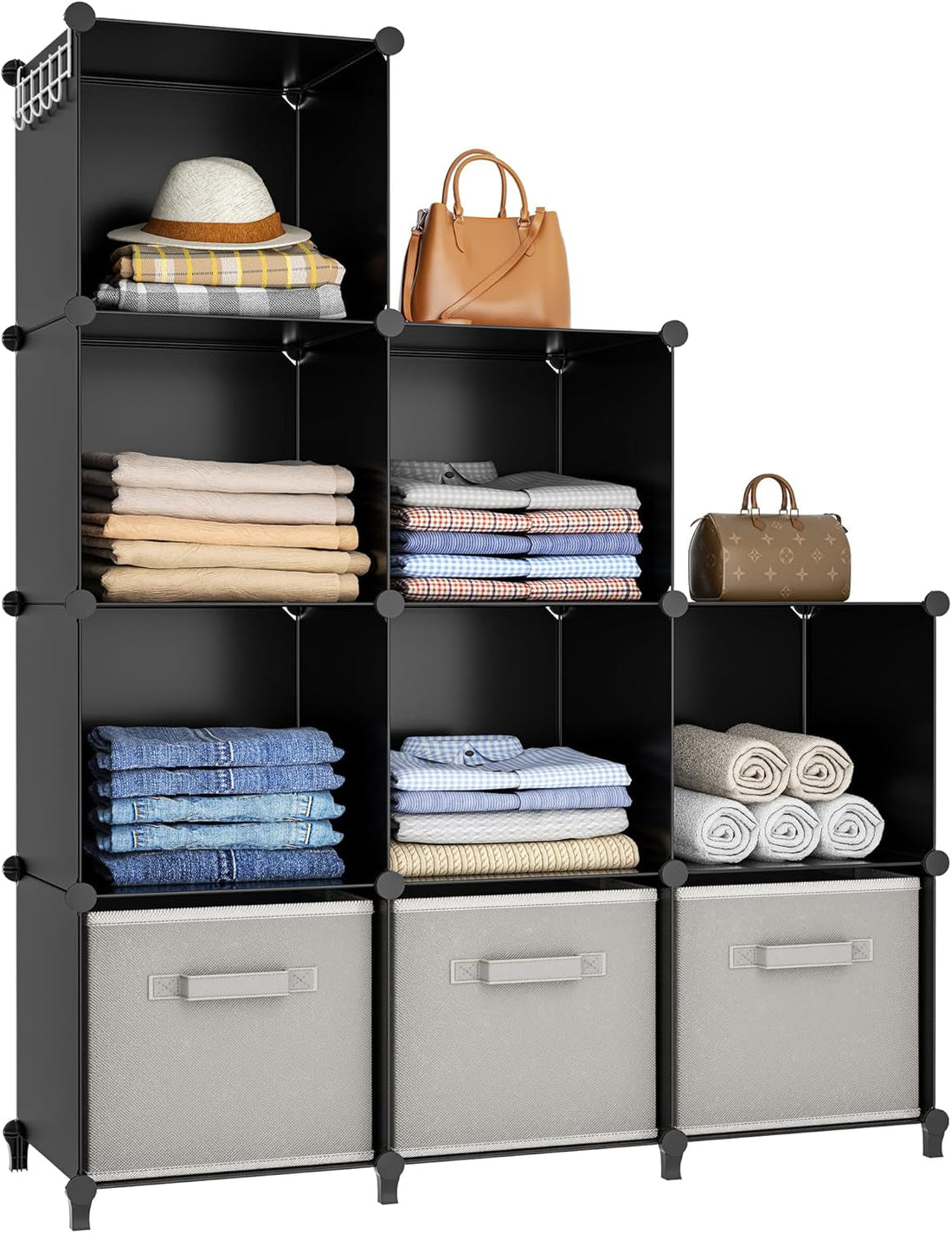 Closet Organizer, 9-Cube Closet Organizers and Storage, Portable Closet Storage Shelves,Closet Organizer Storage Shelves, Clothes Storage Organizer for Garment Racks, Closet, Wardrobe