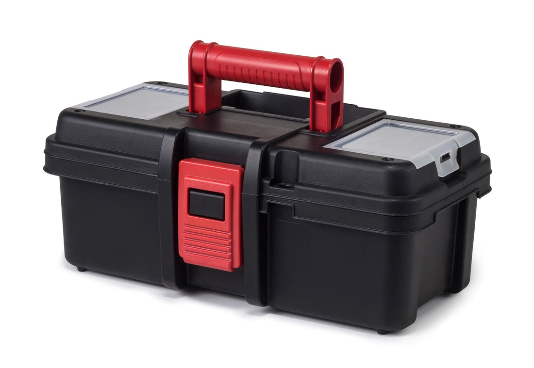 (2 Pack)  13-Inch Toolbox, Plastic Tool and Hardware Storage, Black