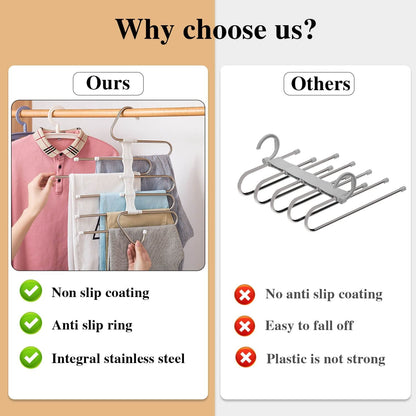 Pants Hangers 2 Pack Space Saving Metal Closet Organizer,Clothes Pants Hangers,Anti-Slip Design,Closet Organizers and Storage for Pants Jeans Skirts Scarf Legging