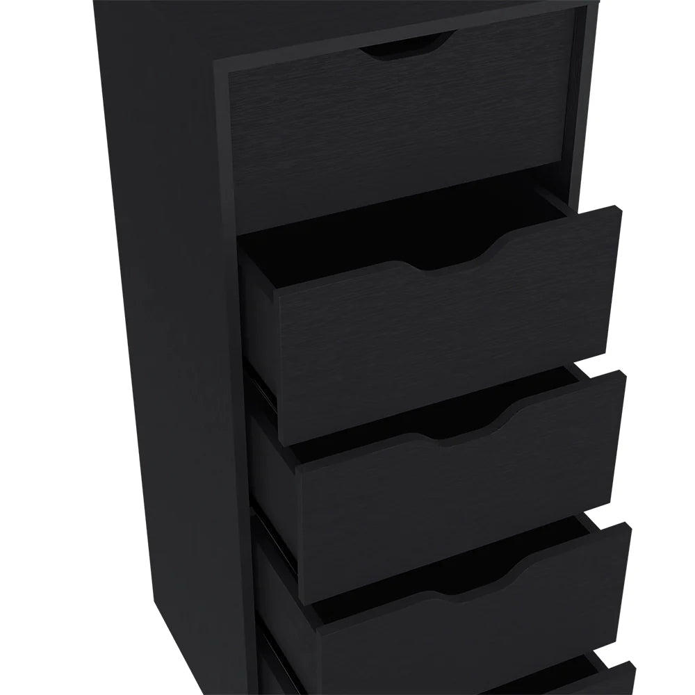 Kamran Narrow Dresser, Five Drawers, Black Wengue Finish