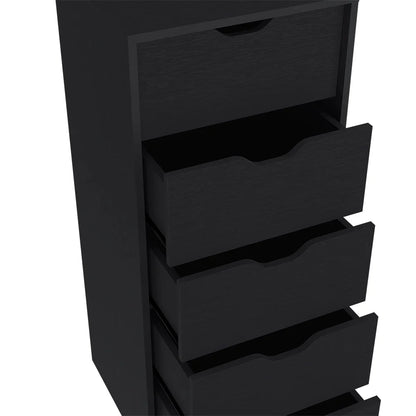 Kamran Narrow Dresser, Five Drawers, Black Wengue Finish