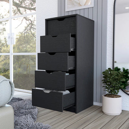 Kamran Narrow Dresser, Five Drawers, Black Wengue Finish