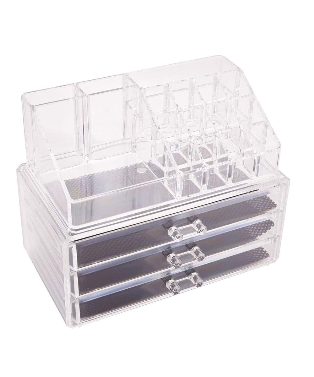 5-Drawer Acrylic Jewelry and Cosmetic Organizer with Rectangular Compartments and 3-Layer Drawers for Home Use