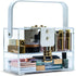 Large Acrylic Makeup Organizer with Adjustable Dividers, Removable Slots, Lockable Design, and Dustproof Features for Vanity Storage and Display
