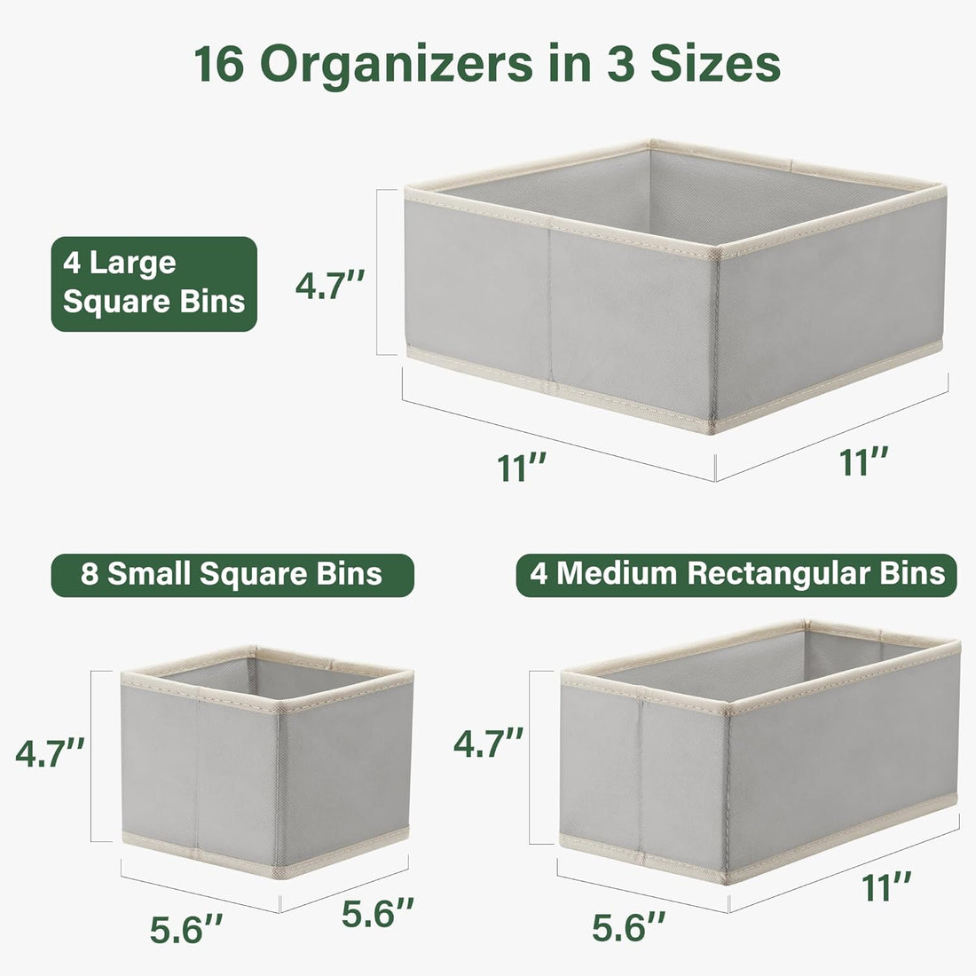 16-Pack Foldable Drawer Organizers for Clothing Storage - Ideal for Baby Clothes, Nursery, Underwear, Bras, and Socks