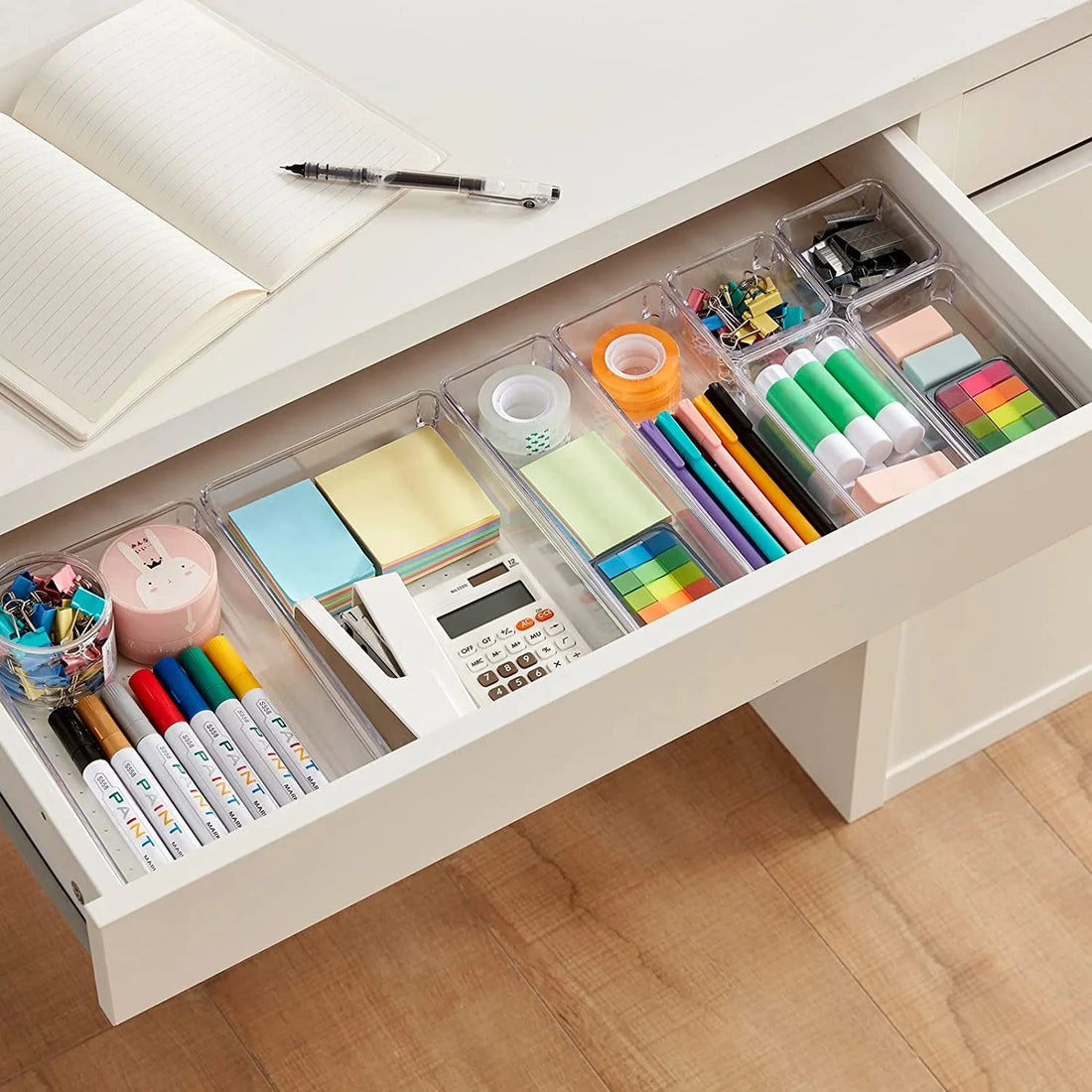 11 Pcs Drawer Organizer Set Clear Plastic Desk Bathroom Makeup Drawer Organizer