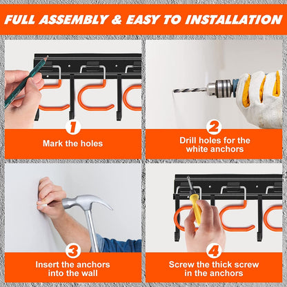68&quot; All Metal Garden Tool Organizer Wall Mount Garage Organizers and Storage with Hooks Tool Hangers for Shed