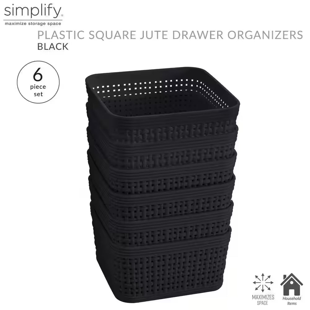 6-Pack Organizing Baskets Set in Black