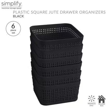 6-Pack Organizing Baskets Set in Black