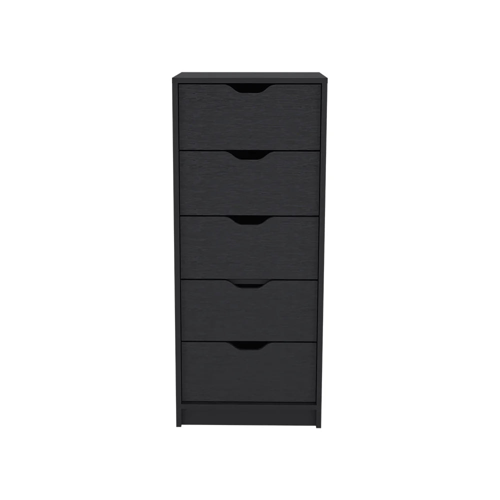 Kamran Narrow Dresser, Five Drawers, Black Wengue Finish