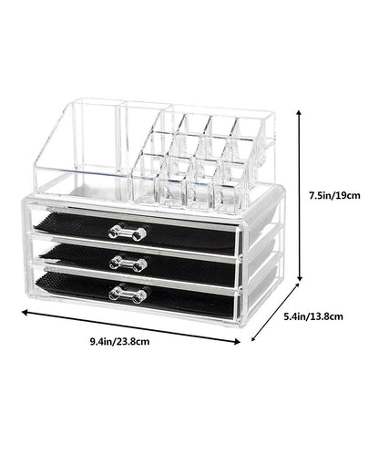 5-Drawer Acrylic Jewelry and Cosmetic Organizer with Rectangular Compartments and 3-Layer Drawers for Home Use