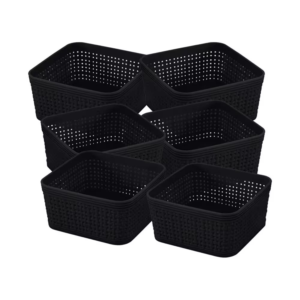 6-Pack Organizing Baskets Set in Black