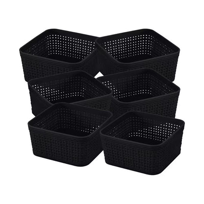 6-Pack Organizing Baskets Set in Black