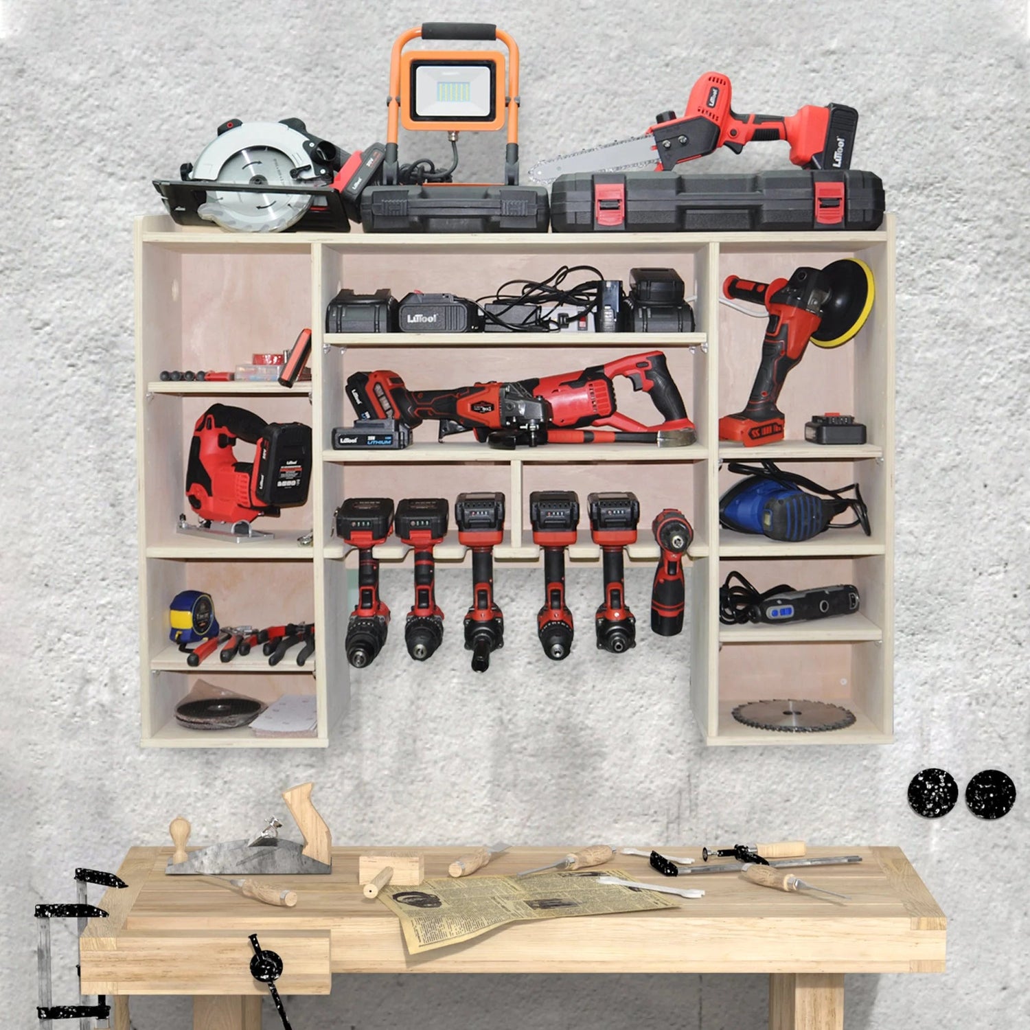 Toolboxes and Organizers, Plywood Natural, 44.50 X 9.80 X 32.00&quot;, 44 Lb