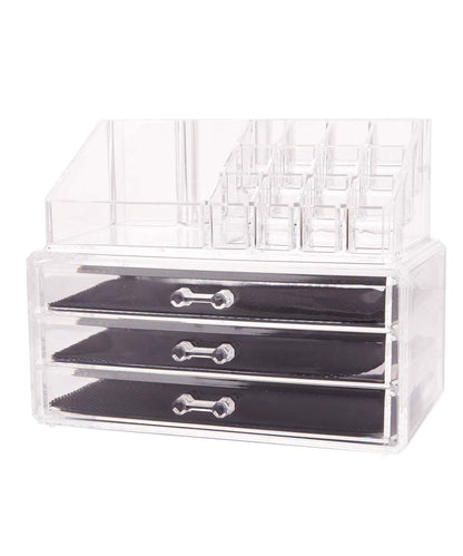 5-Drawer Acrylic Jewelry and Cosmetic Organizer with Rectangular Compartments and 3-Layer Drawers for Home Use